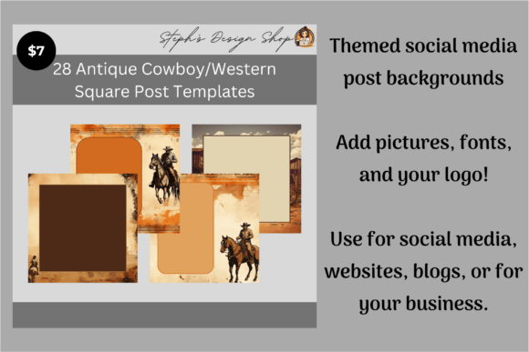 Download Square Posts: Antique Cowboy/Western - Premium Resources