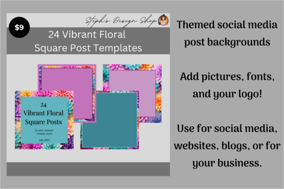 Download Square Posts: Vibrant Floral (24 PNGs) - Premium Resources