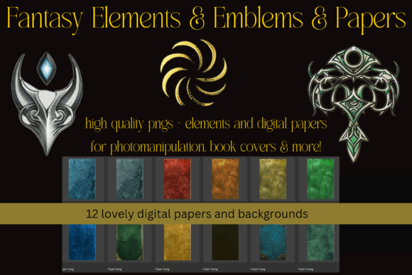 Download Fantasy Elements Emblems &amp; Papers - Element Collection